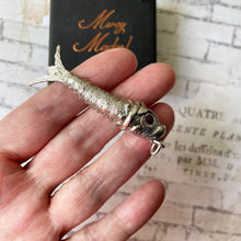 Load image into Gallery viewer, Antique Victorian Silver &amp; Ruby Articulated Fish Pendant. Aesthetic Era Jewelled Fish Pendant/Watch Fob. Large Silver Novelty Fob Pendant
