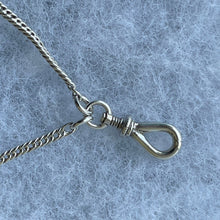 Load image into Gallery viewer, Georgian Sterling Silver Muff Chain With Threaded Screw Swivel Clip. Antique 40&quot; Long Guard Chain Necklace. Antique Silver Sautoir Necklace
