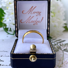 画像をギャラリービューアに読み込む, Antique 18ct Gold Diamond &amp; Sapphire Gypsy Ring, Chester 1905. Edwardian Star Set 3-Stone Trilogy Ring. Antique Yellow Gold Dome Band Ring.
