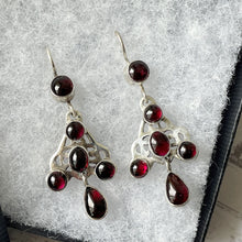 画像をギャラリービューアに読み込む, Antique Bohemian Garnet Pendant Drop Earrings. Art Nouveau Sterling Silver Red Garnet Earrings. Arts &amp; Crafts Era Celtic Knot Earrings.
