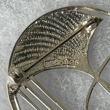 Cargar imagen en el visor de la galería, Vintage Scottish Silver Art Nouveau Brooch, Pat Cheney/Ditchfield Glass. Round Stylised Lily Flower Sterling Silver &amp; Enamel Brooch

