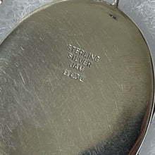 画像をギャラリービューアに読み込む, Vintage Edwardian Style English Sterling Silver Locket &amp; Curb Chain. 1970s Floral Engraved Chubby Oval Photo Locket Necklace.

