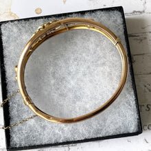 画像をギャラリービューアに読み込む, Victorian Pinchbeck Gold, Diamond &amp; Ruby Bangle. Antique Etruscan Style Yellow Gold Bangle. Mine Cut Diamond, Hot Pink Ruby Antique Bracelet
