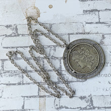 画像をギャラリービューアに読み込む, Antique 1891 Morgan Sterling Silver Dollar Pendant On Belcher Chain. Huge American Liberty Coin Medallion Statement Pendant Necklace.
