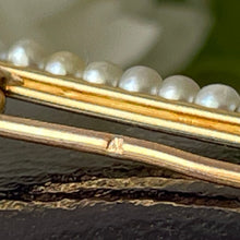 画像をギャラリービューアに読み込む, Antique 15ct Gold Seed Pearl Bar Brooch. Victorian/Edwardian Rose Gold Nappy Style Lapel Pin. Alternative Antique Stock/Tie/Cravat Pin
