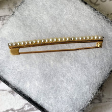 Load image into Gallery viewer, Antique 15ct Gold Seed Pearl Bar Brooch. Victorian/Edwardian Rose Gold Nappy Style Lapel Pin. Alternative Antique Stock/Tie/Cravat Pin
