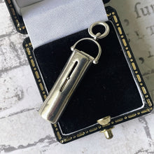 Load image into Gallery viewer, Victorian Miniature Silver Ruler &amp; Pencil Fob Pendant. Antique Sterling Silver Blue Enamel Margin Ruler. Novelty Letter Writing Accessories
