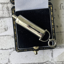 Cargar imagen en el visor de la galería, Victorian Miniature Silver Ruler &amp; Pencil Fob Pendant. Antique Sterling Silver Blue Enamel Margin Ruler. Novelty Letter Writing Accessories
