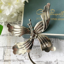 画像をギャラリービューアに読み込む, Vintage 1950s Mexican Sterling Silver Orchid Brooch. Retro Mid-Century Taxco Silver Flower Statement Brooch. Modernist Studio Jewelry Mexico
