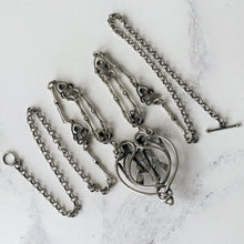 画像をギャラリービューアに読み込む, Vintage Edinburgh Silver Art Nouveau Iris Necklace. Sterling Silver Fancy Chain &amp; Flower Pendant Necklace. Antique Style Lavalier Necklace
