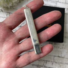 Load image into Gallery viewer, Antique Sterling Silver Pencil Necklace. Edwardian Antique Flat Pencil Pendant Fob, Chester 1914. Pencil Jewelry, Writing Pendant &amp; Chain
