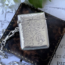 Load image into Gallery viewer, Victorian Silver Vesta Case Fob Pendant, Chester 1899. Sterling Silver Chatelaine Accessory. Antique Silver Keepsake Memento Stash Pendant
