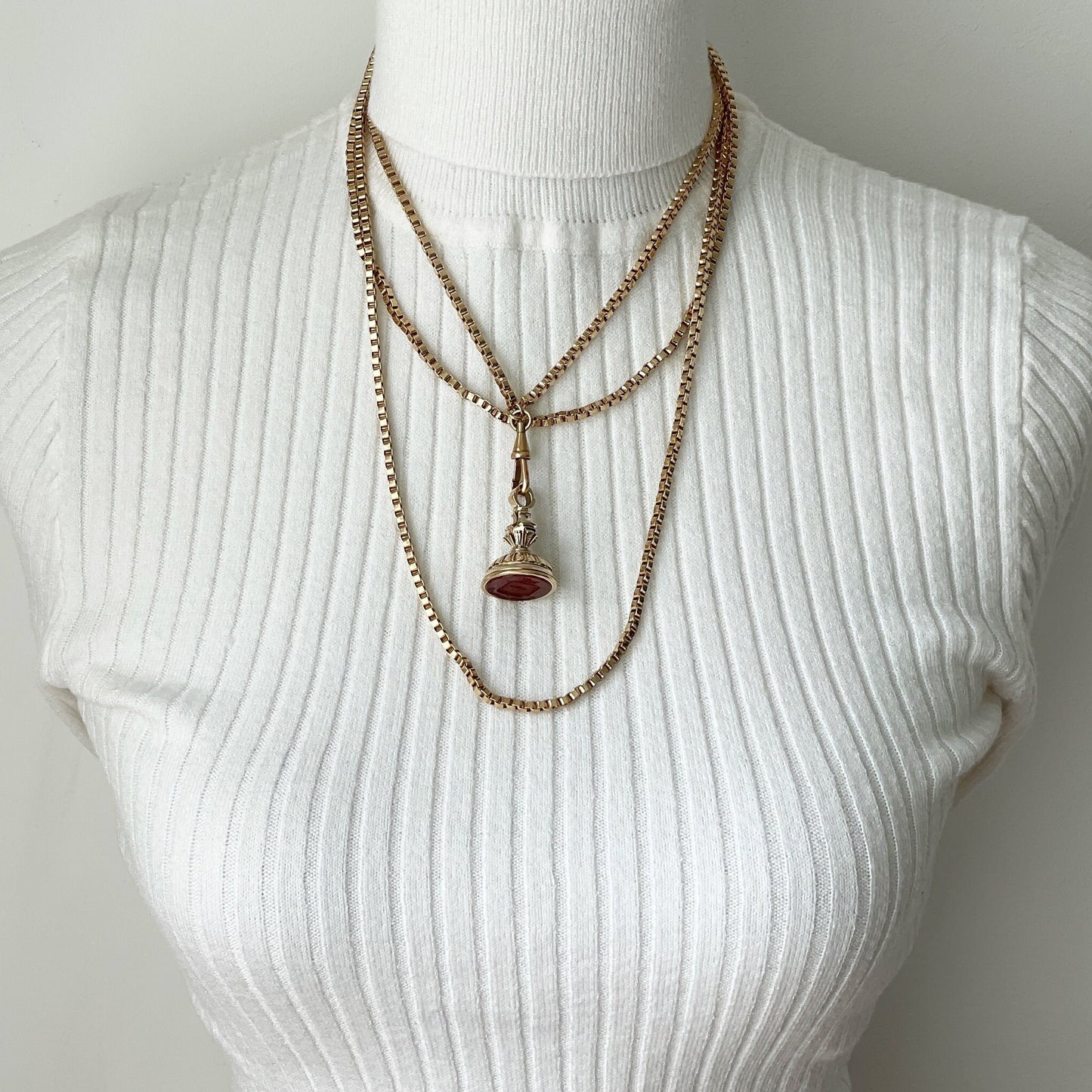 Antique 18ct Gold Carnelian Fob Seal Pendant with Coat of Arms. Georgian/Victorian Boar & Wolf "Suo Marte" Large Wax Seal Necklace Pendant