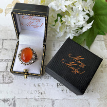 Lade das Bild in den Galerie-Viewer, Antique Arts &amp; Crafts Silver Carnelian Floral Ring. Edwardian Art Nouveau Sterling Silver Dome Statement Ring, Size UK N-1/2, US 7
