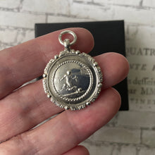 Load image into Gallery viewer, Antique William Hair Haseler Sterling Silver Pictorial Footballer Fob Pendant, Optional Chain. Vintage Football/Soccer Sporting Jewellery
