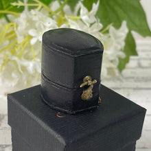 Load image into Gallery viewer, Antique Blue Leather &quot;Russells&quot; Jewellers Ring Box. English Victorian Engagement Ring Box. Dark Blue/Black Kidskin Display/Staging Ring Box
