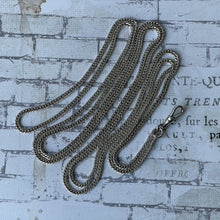 Carica l&#39;immagine nel visualizzatore di Gallery, Victorian Silver 58” Long Guard Chain Necklace. Antique Curb Link Wheat Chain Sautoir Necklace. Sterling Silver Muff/Pocket Watch Chain
