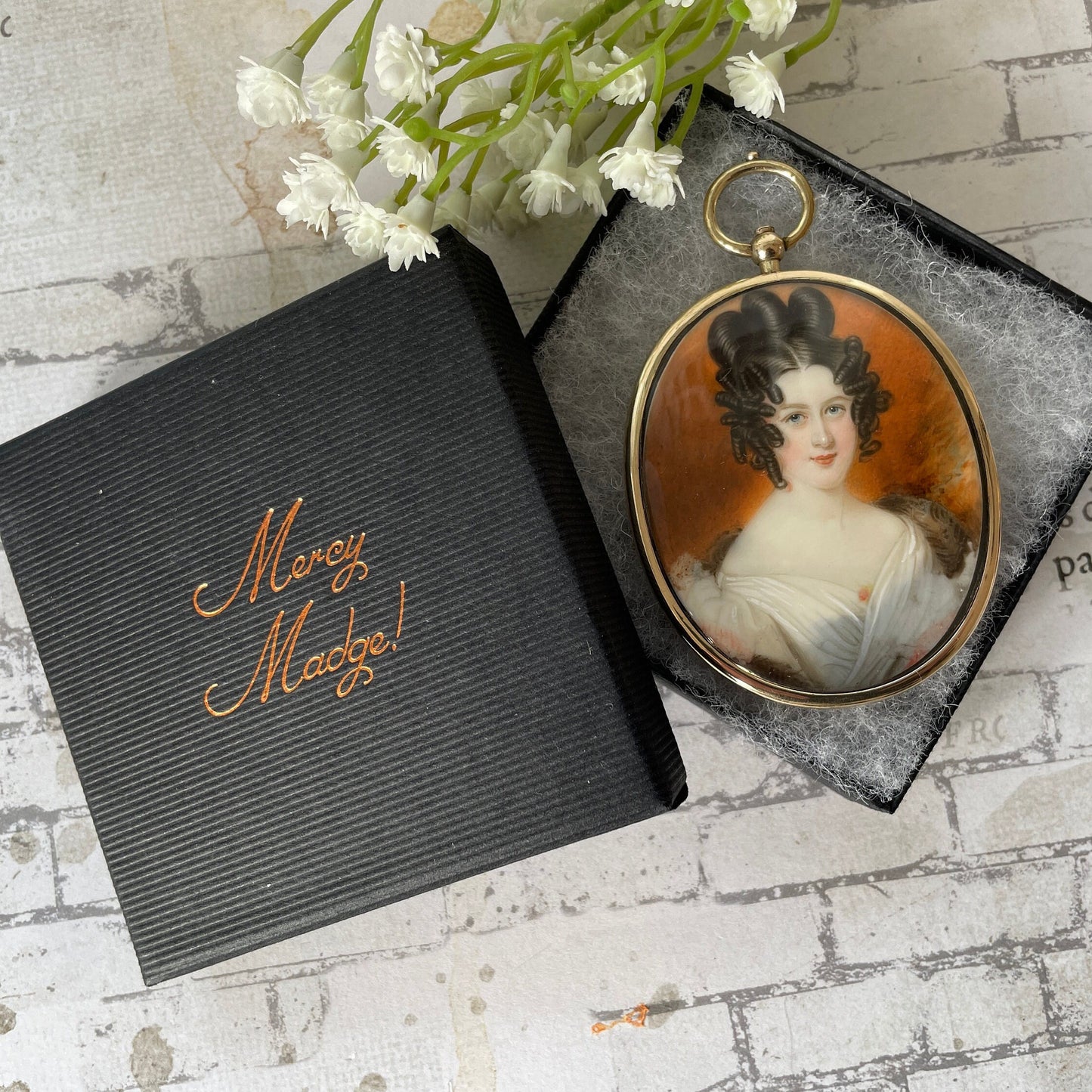 Georgian Regency 18ct Gold Portrait Miniature Locket Pendant. Large Antique Gold Love Token Picture Locket With Hair Compartment.
