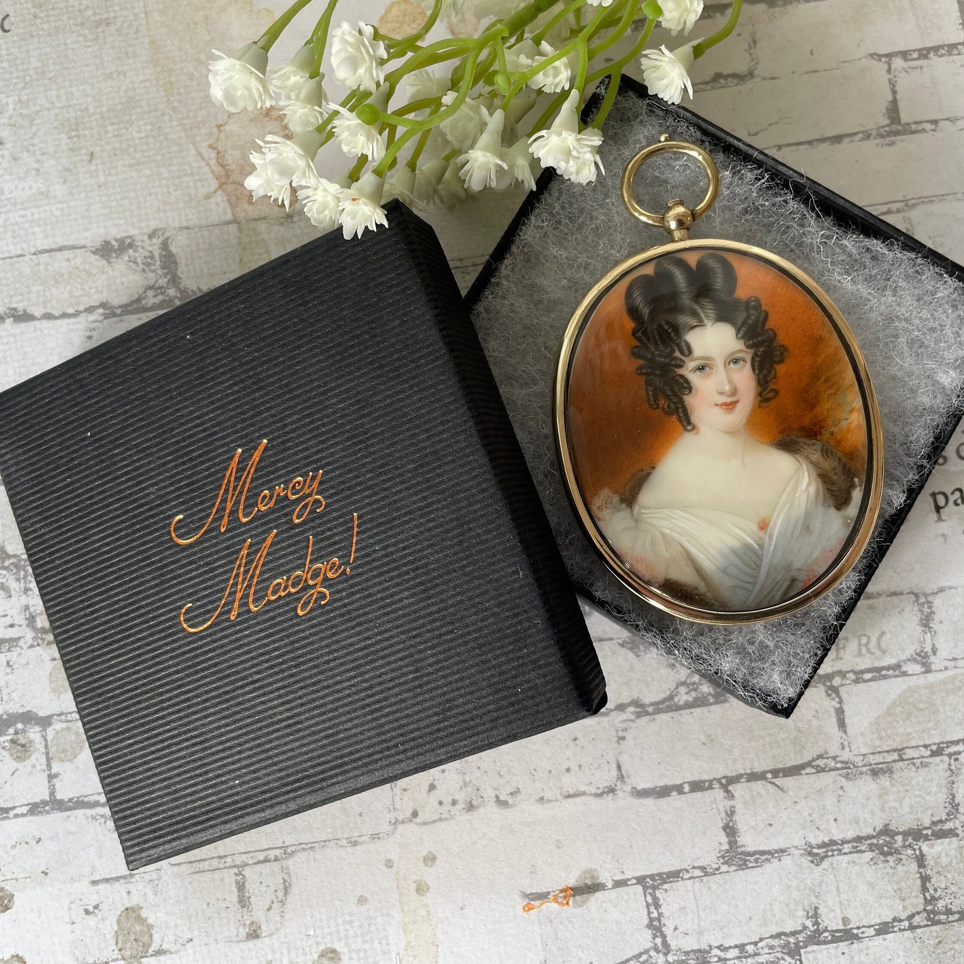 Georgian Regency 18ct Gold Portrait Miniature Locket Pendant. Large Antique Gold Love Token Picture Locket With Hair Compartment.