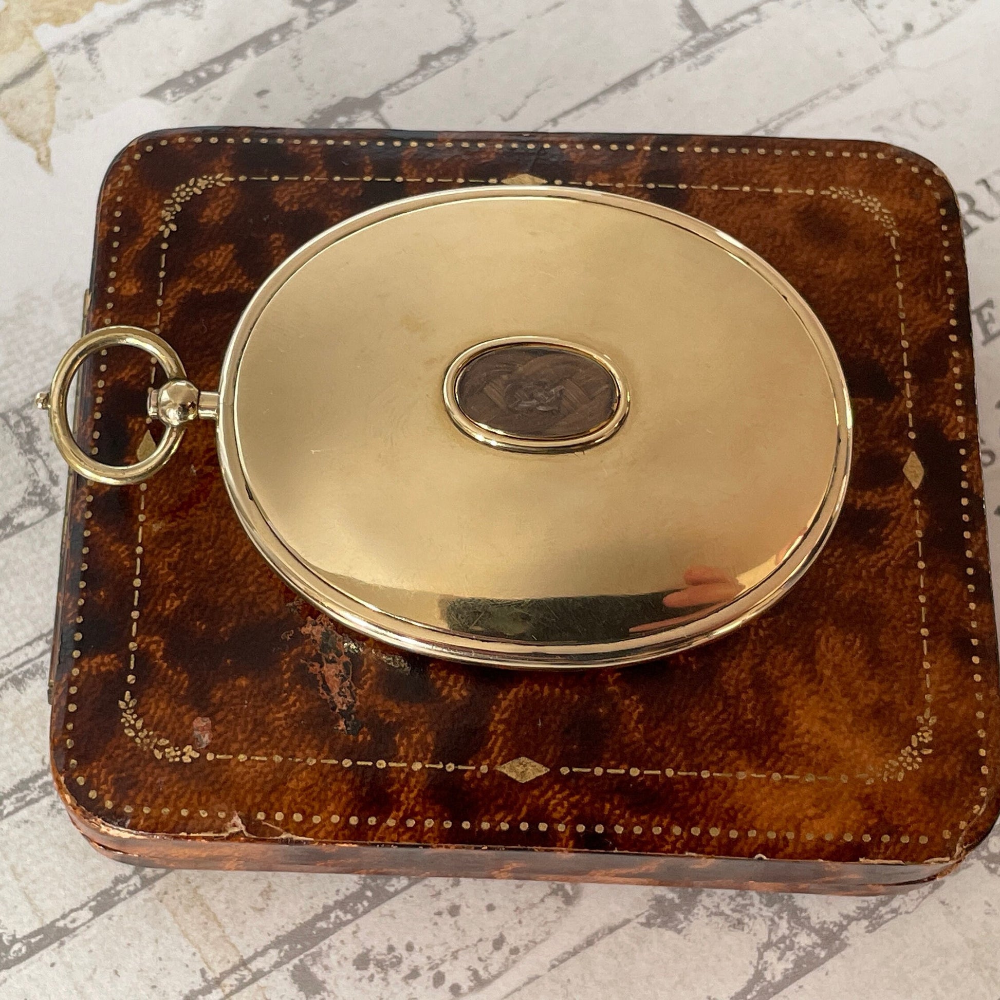 Georgian Regency 18ct Gold Portrait Miniature Locket Pendant. Large Antique Gold Love Token Picture Locket With Hair Compartment.