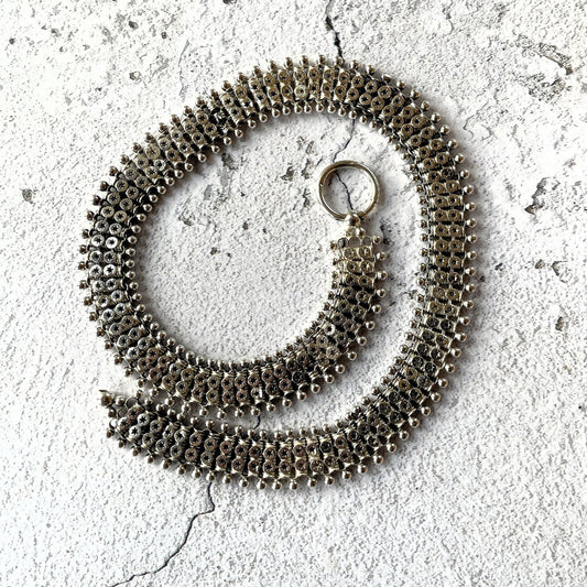 Victorian Sterling Silver Book Chain Necklace. Antique Aesthetic Era Silver Star Collar Necklace. Victorian Bookchain For Lockets/Pendants
