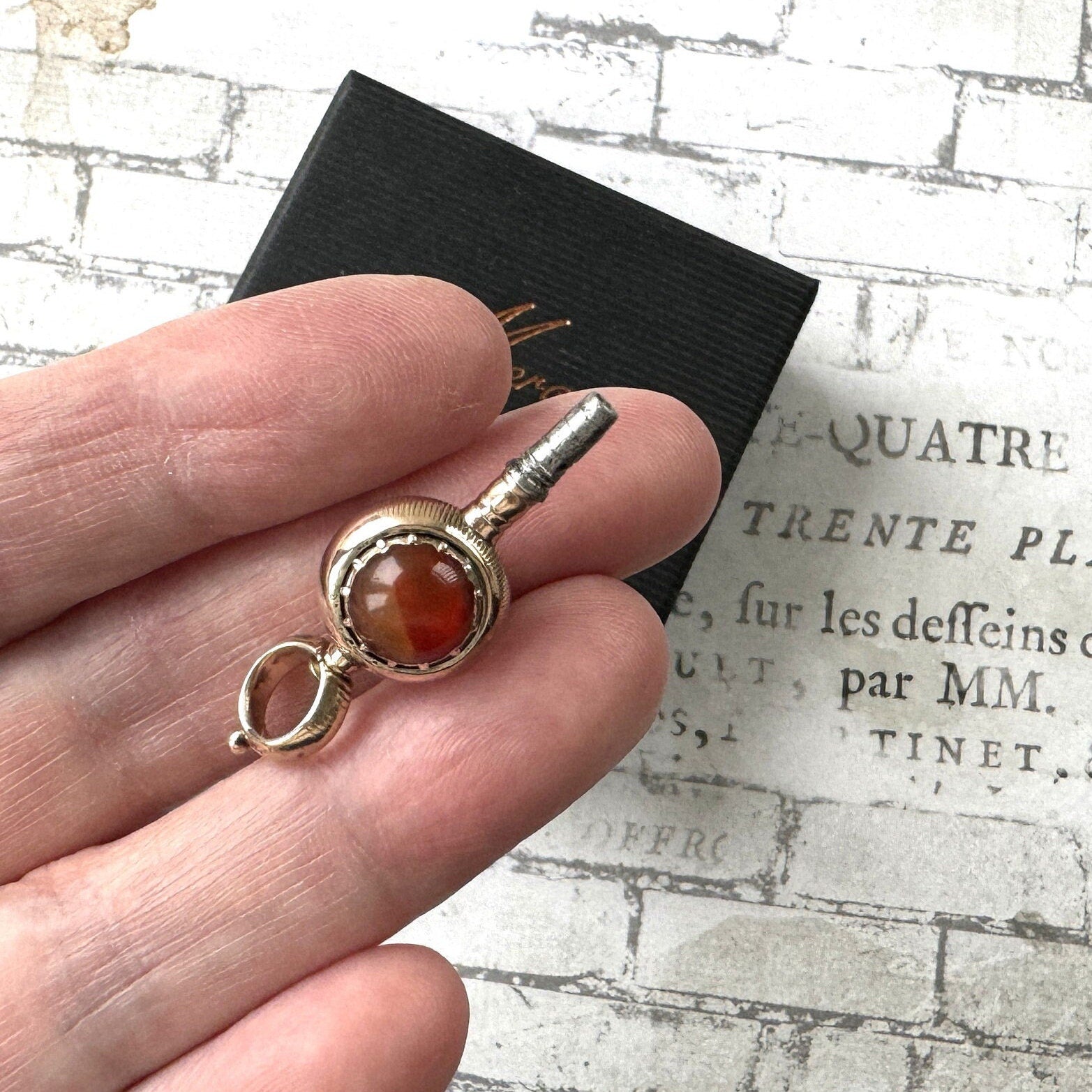 Georgian 18ct Gold Carnelian Swivel Watch Key Pendant. Antique Scottish Agate Fob Pendant Charm. 18ct Rose Gold Pocket Watch Winder Key