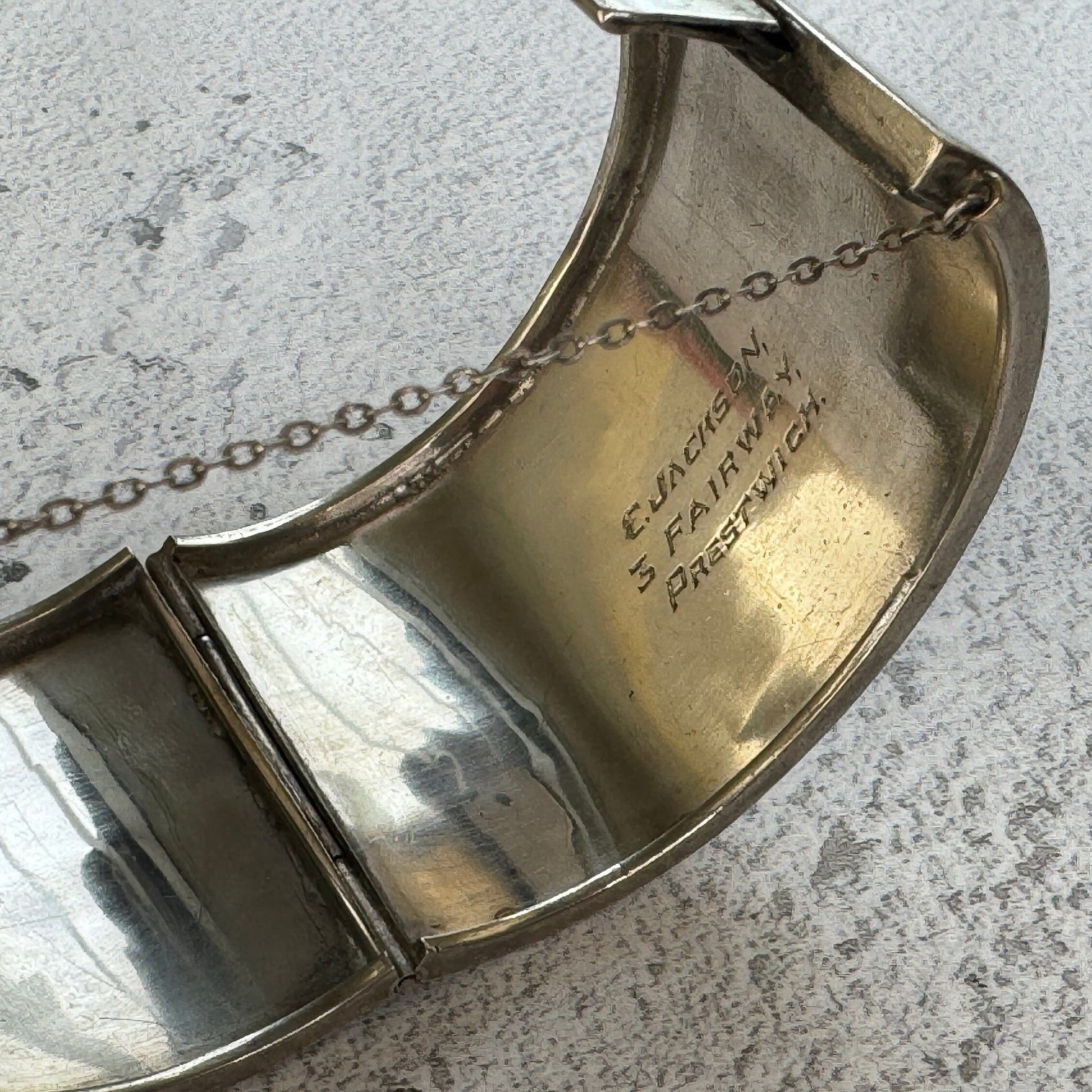 Victorian Engraved Forget-Me-Not Silver Cuff Bracelet. Antique Aesthetic Floral Wide Bangle. Scottish Sterling Silver Sweetheart Bracelet