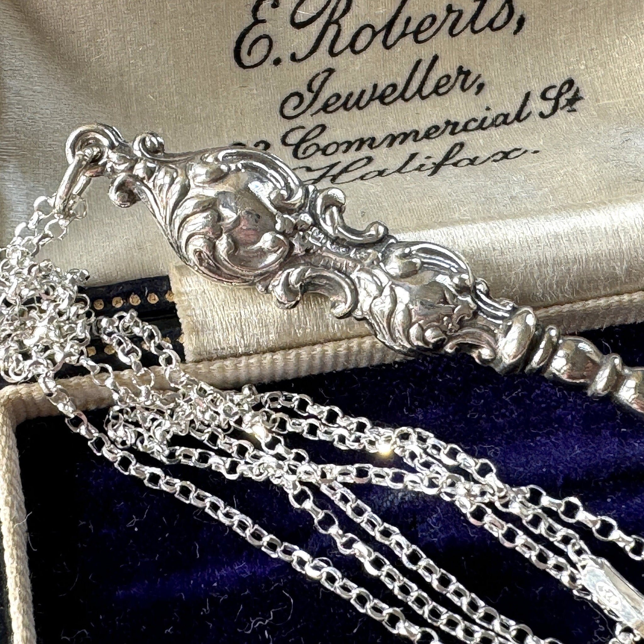 Antique Edwardian Sterling Silver Hook Pendant & Long Chain – Mercy Madge