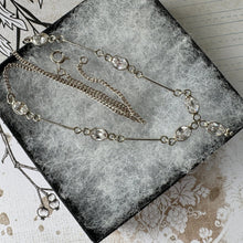 Load image into Gallery viewer, Antique Art Deco Rock Crystal Quartz Silver Necklace. Sterling Silver Y- Drop Gemset Chain Necklace. Vintage Art Deco Collar/Choker Necklace
