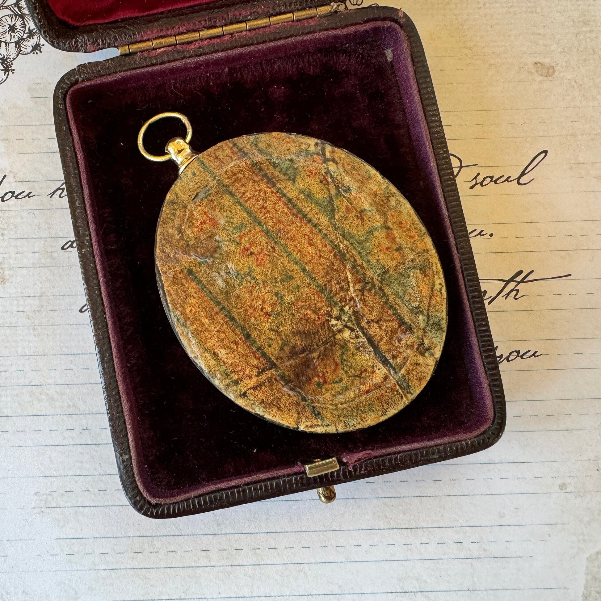Antique Georgian British Portrait Miniature Pendant, Lady Georgiana Duchess of Devonshire. Faux Tortoiseshell Picture Locket Pendant c1780