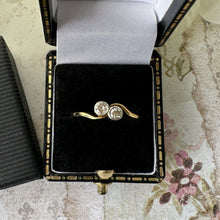 画像をギャラリービューアに読み込む, Edwardian 18ct Gold Diamond Toi-et-Moi Ring. Antique Old European Cut Diamond Engagement Ring, UK Size P-1/2, US Size 8
