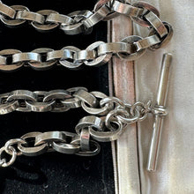 画像をギャラリービューアに読み込む, Superb Victorian 1883 Chunky Silver Albert Watch Chain With Maltese Cross Fob. Thick Sterling Silver Anchor/Navy Link Pocket Watch Chain
