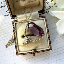 Lade das Bild in den Galerie-Viewer, Victorian 9ct Gold Amethyst Glass Spinner Fob Pendant. Antique 3-Sided Gold Spinner Pendant With Optional Chain. Dainty Gold Charm Pendant
