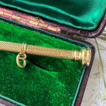 Carica l&#39;immagine nel visualizzatore di Gallery, Victorian 15ct Gold Mordan &amp; Sampson Propelling Pencil Pendant. Antique Yellow Gold Mechanical/Telescopic/Sliding Pencil Chatelaine Pendant
