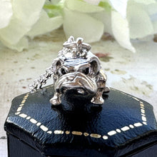Load image into Gallery viewer, Vintage Sterling Silver Miniature British Bulldog Pendant Necklace. Solid Silver Figural Dog Pendant Charm On Rolo/Belcher Chain
