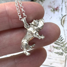 Load image into Gallery viewer, Vintage Sterling Silver Miniature British Bulldog Pendant Necklace. Solid Silver Figural Dog Pendant Charm On Rolo/Belcher Chain
