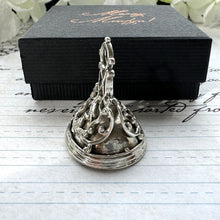 Load image into Gallery viewer, Rare Georgian Silver &quot;Slag&quot; Glass Seal Fob Pendant. Antique Sterling Silver English Brown Art Glass Fob. Heraldic Eagle Large Fob Pendant
