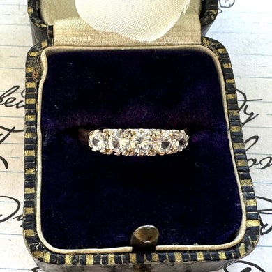 Antique White Zircon 9ct Gold Half Hoop Ring