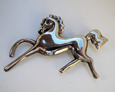 Vintage Sterling Silver Horse Brooch, 1940s Retro - MercyMadge