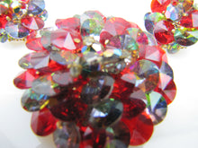 Load image into Gallery viewer, 1950s Vendome Red &amp; Grey Crystal Brooch &amp; Earring Set. - MercyMadge
