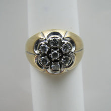 Load image into Gallery viewer, Mens Vintage 14ct Gold &amp; Diamond Cluster Gypsy Ring - MercyMadge

