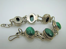 Load image into Gallery viewer, Vintage Silver Malachite Bracelet, Taxco, Mexico. - MercyMadge
