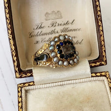 Load image into Gallery viewer, Victorian Sapphire &amp; Pearl 18ct Gold Mourning Ring, Engraved1851
