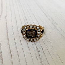 Load image into Gallery viewer, Victorian Sapphire &amp; Pearl 18ct Gold Mourning Ring, 1851
